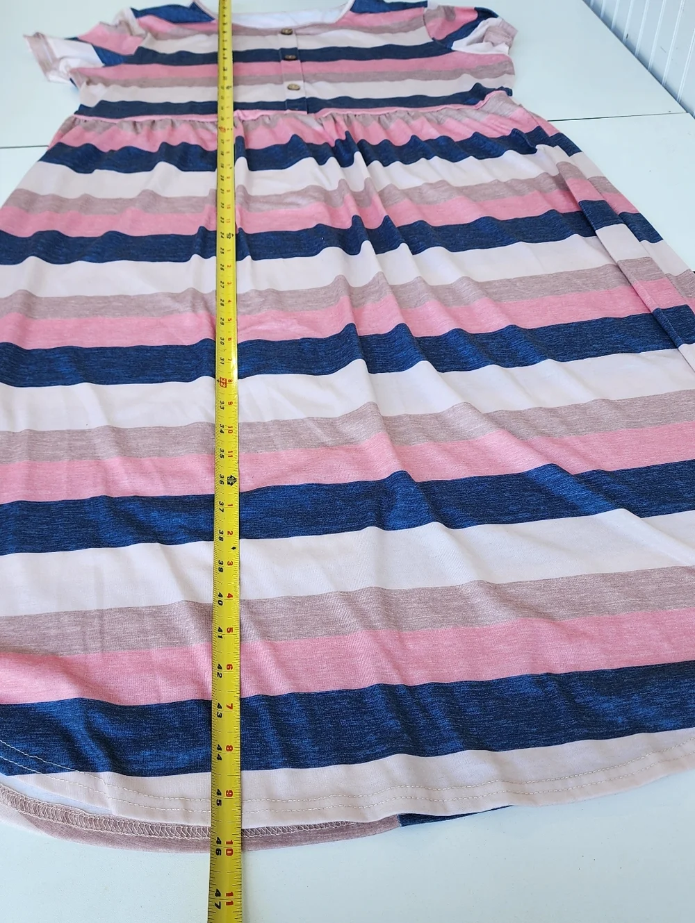 Emery Rose Curve 2XL Pink Blue Beige Knit Stretch Short SLEEVE DRESs Button - Picture 16 of 16